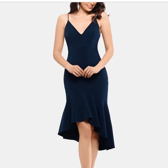 Xscape Asymmetrical ruffle bodycon dress - Picture 3 of 4